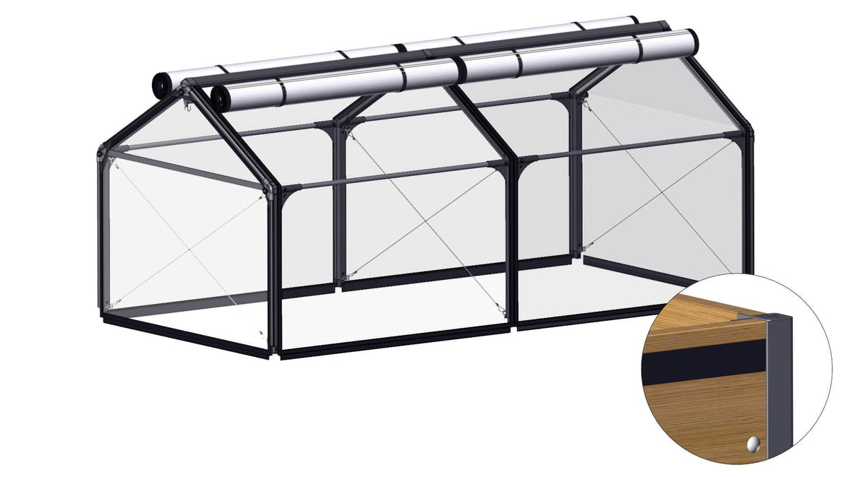 Overbygning AIR til højbed i sibirisk lærk fra GrowCamp, 120 x 240 cm