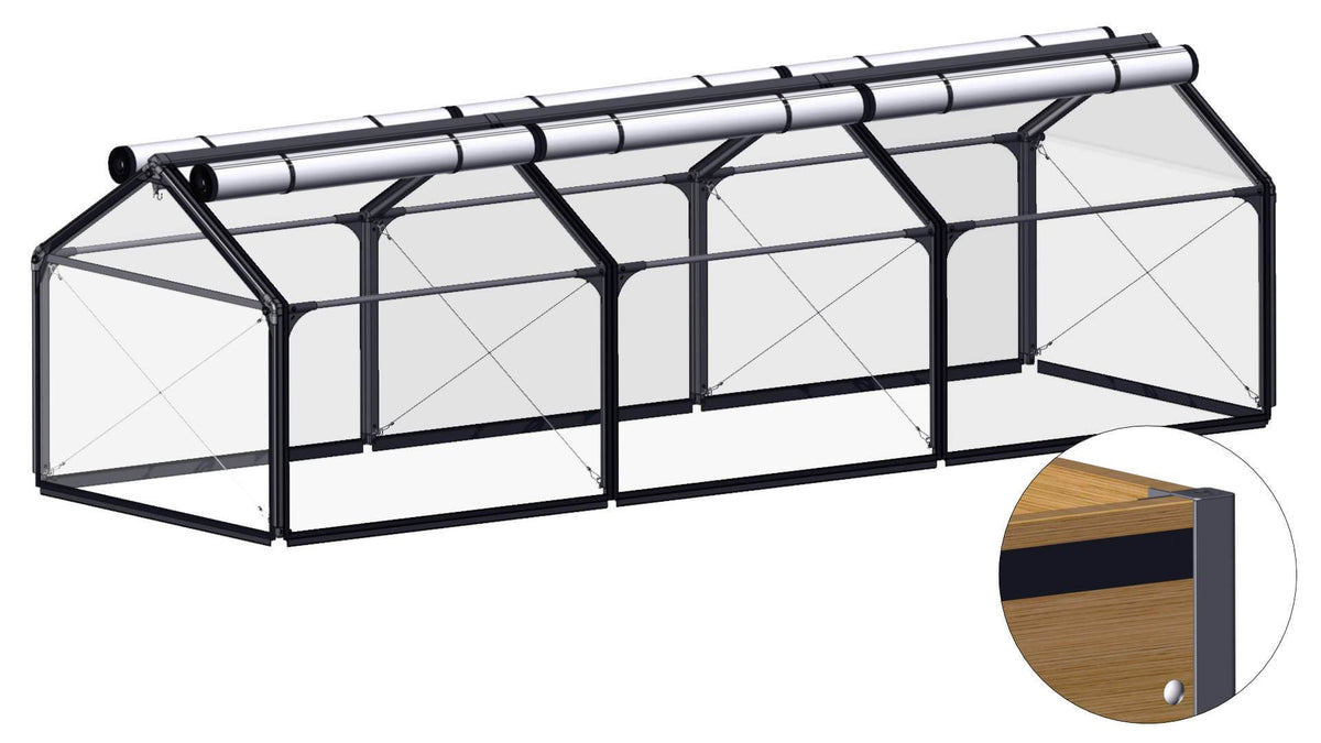 Overbygning AIR til højbed i sibirisk lærk fra GrowCamp, 120 x 360 cm