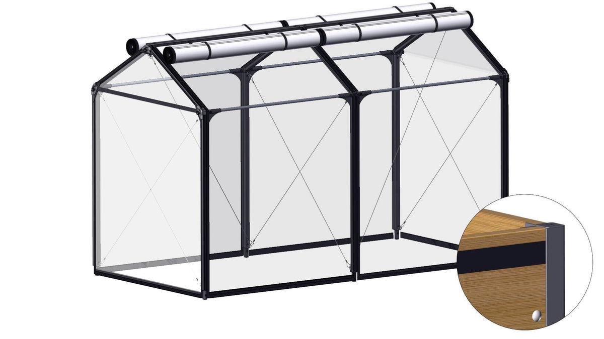 GrowCamp høj AIR-overbygning til højbed i sibirisk lærk, 120 x 240 cm