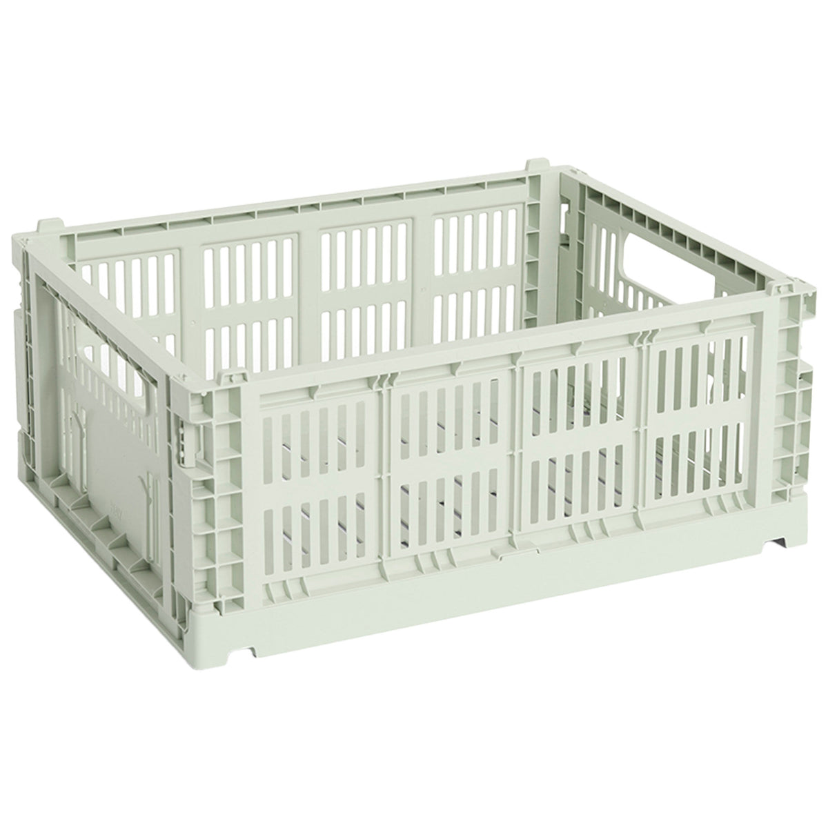 Mintfarvet HAY Colour Crate opbevaringskasse i medium med perforeret design