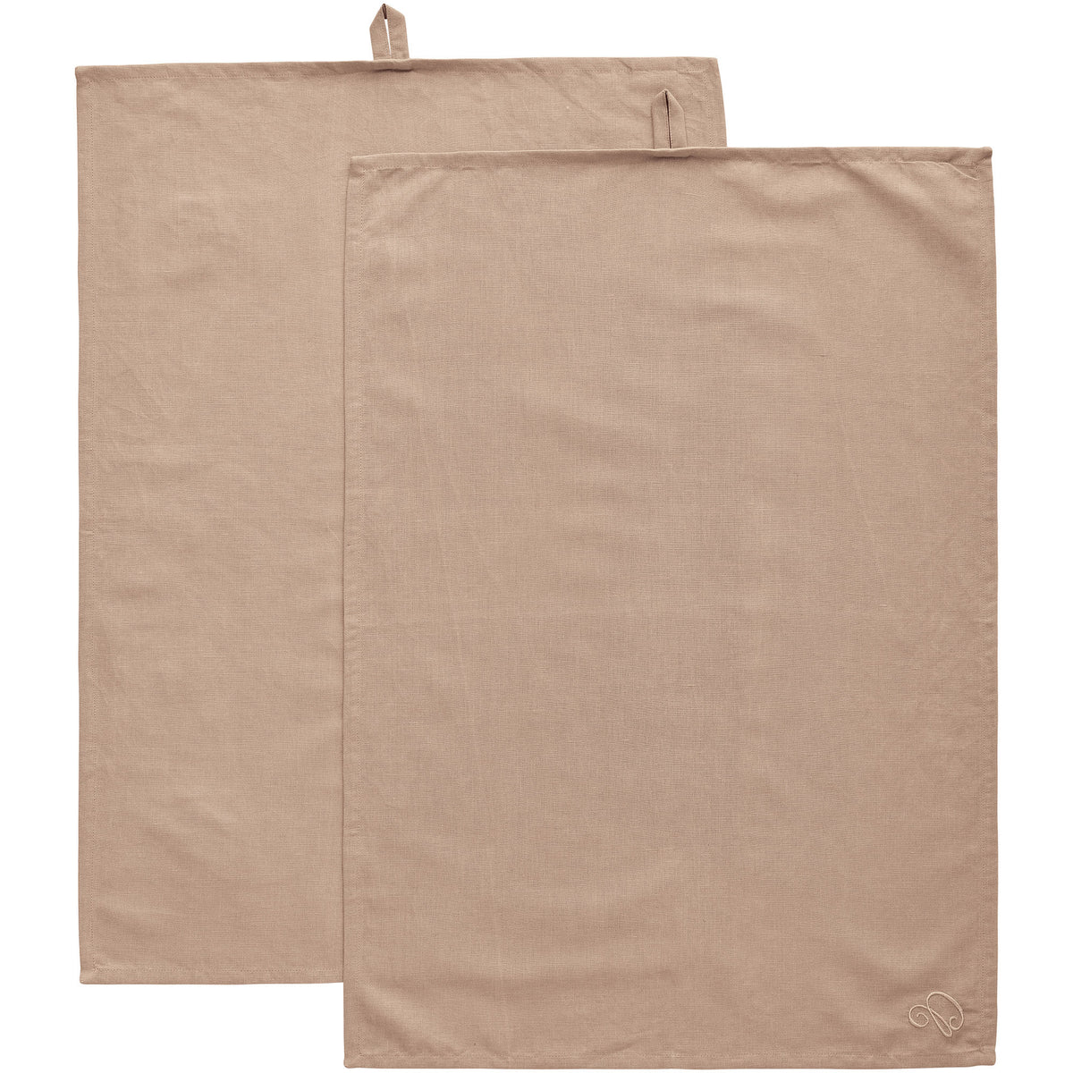 Decotique Sienna viskestykker i taupe af hør og bomuld, 70 x 50 cm, 2-pak