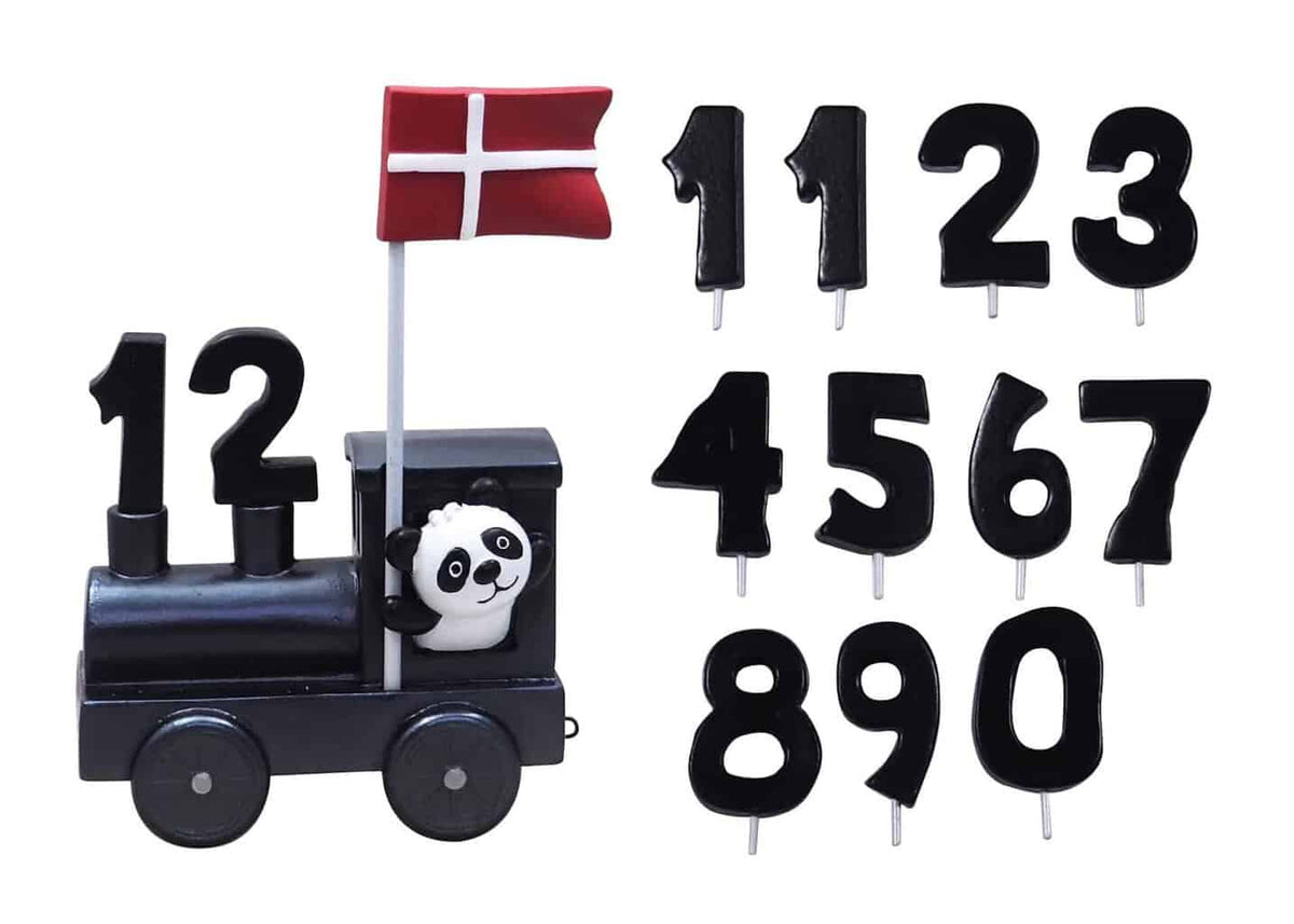 Kids by Friis lokomotiv med flag og tal til navnetog med safaridyr