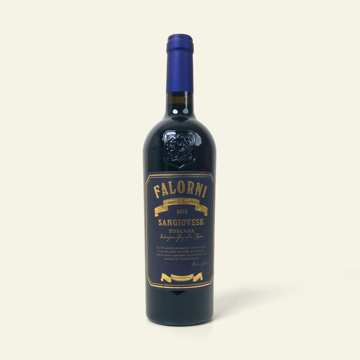 Flaske Famiglia Falorni Sangiovese rødvin fra Toscana