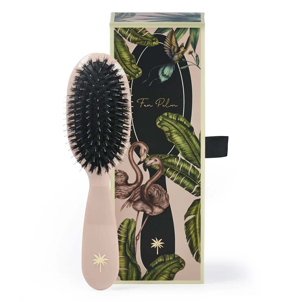 Fan Palm Paradise Small kompakt hårbørste med tropisk print