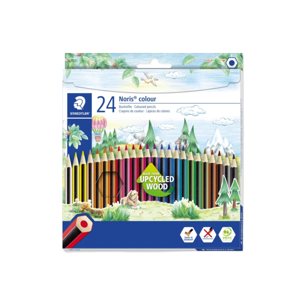 Sæt med 24 Noris Color 185 farveblyanter med sekskantet form