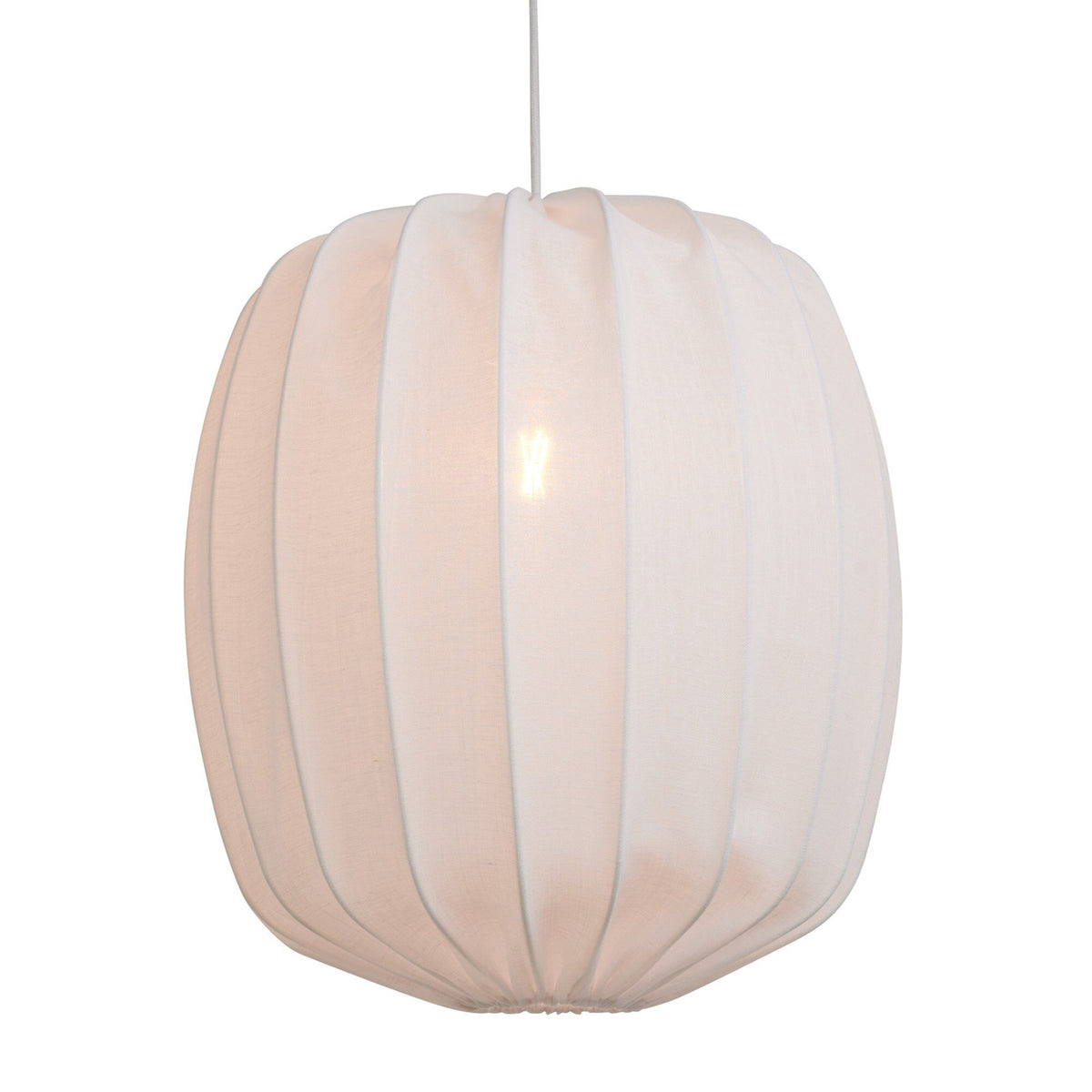 Watt&veke Prisma loftslampe i hvidt hørstof, 45 cm, hængende fra loftet