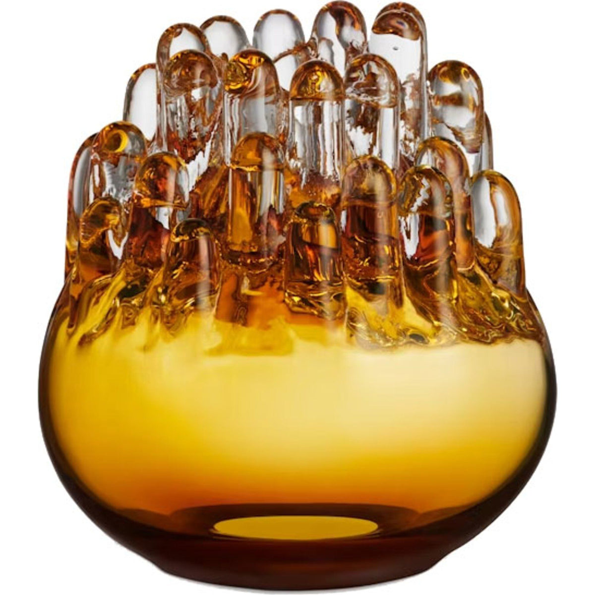 Kosta Boda Polar lyslygte i amberfarvet glas, 20 cm høj