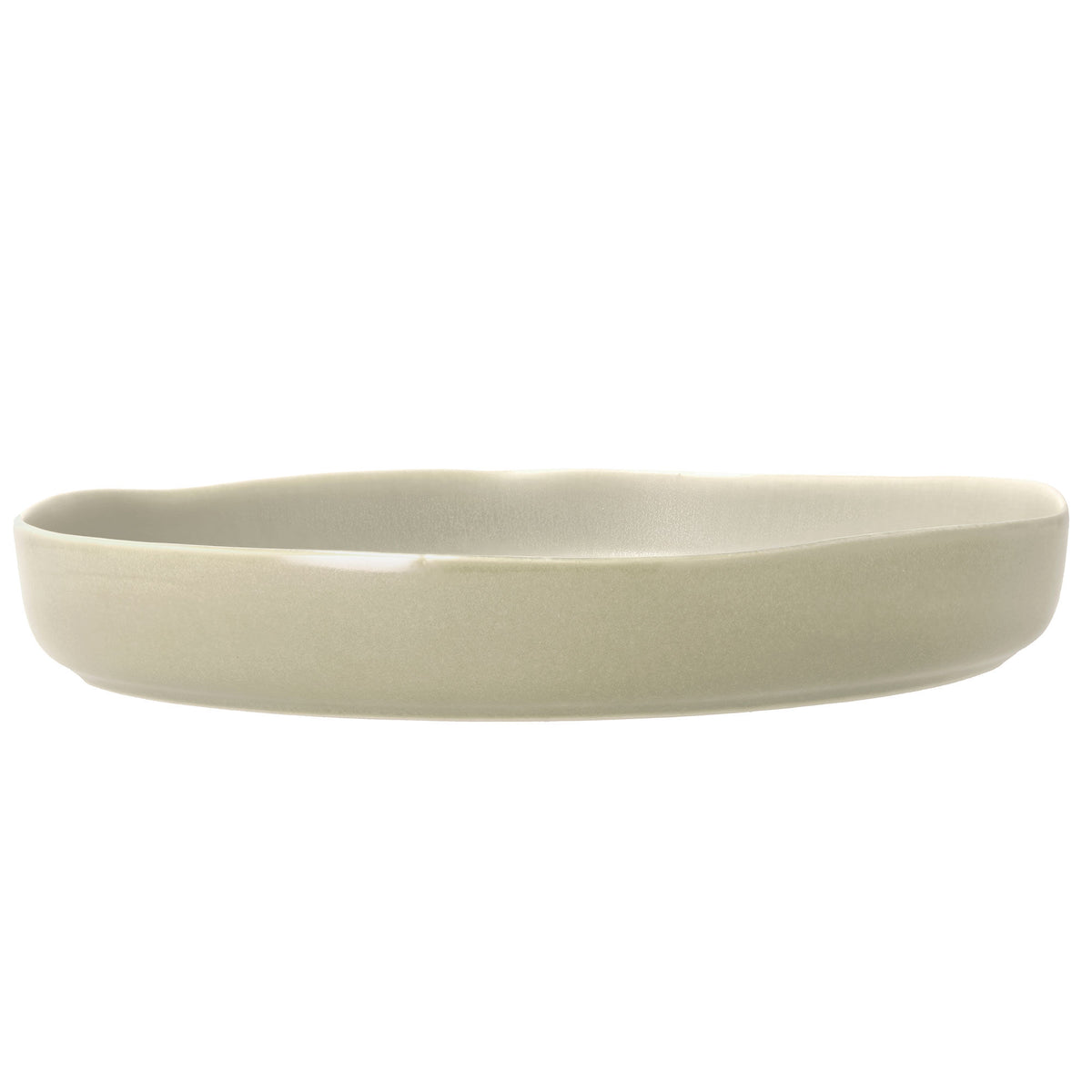 Soft beige serveringsfad i organisk form, Villa Collection Shoku, Ø28 cm