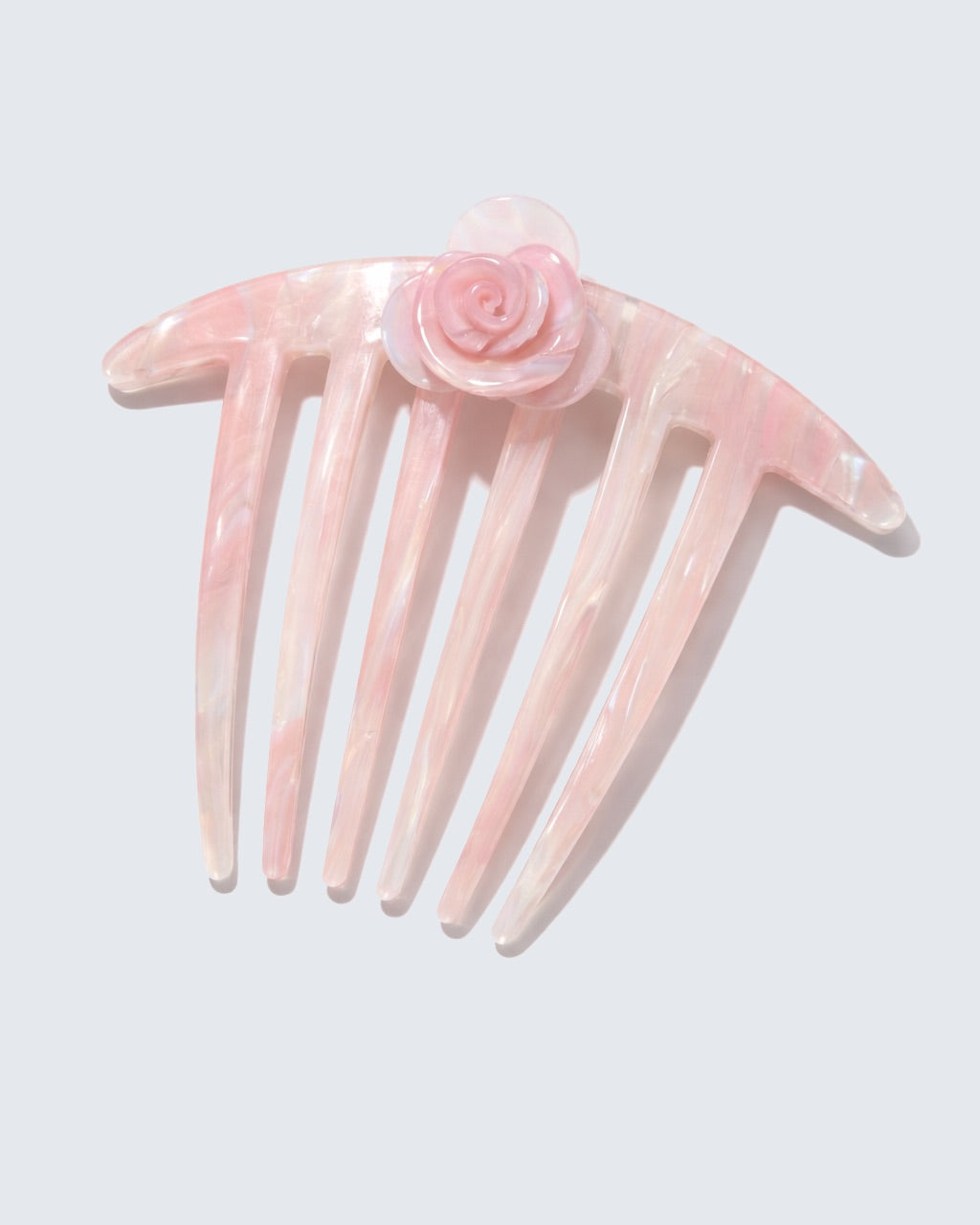 Hairlust French Twist hårkam med blomst i baby pink