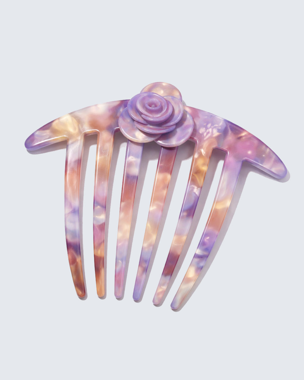 Hairlust French Twist hårkam med blomst i purple shell
