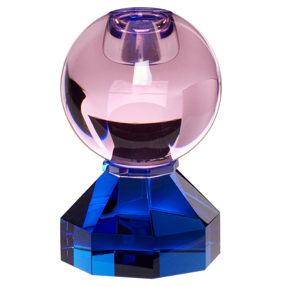Hübsch Gem lysestage i pink og blå glas med diamantlignende form