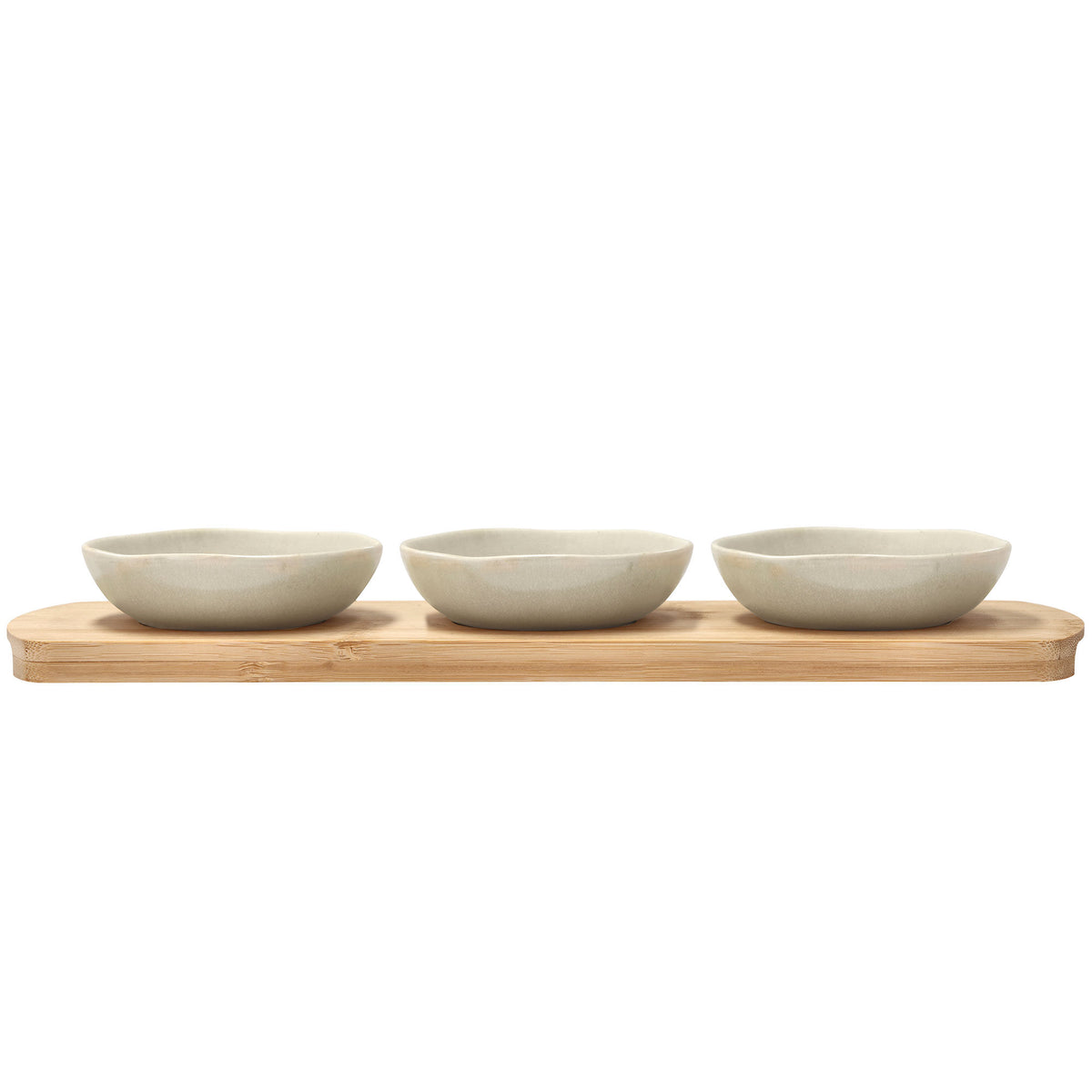 Villa Collection Shoku bambusbakke med tre små skåle i soft beige, 32x10 cm