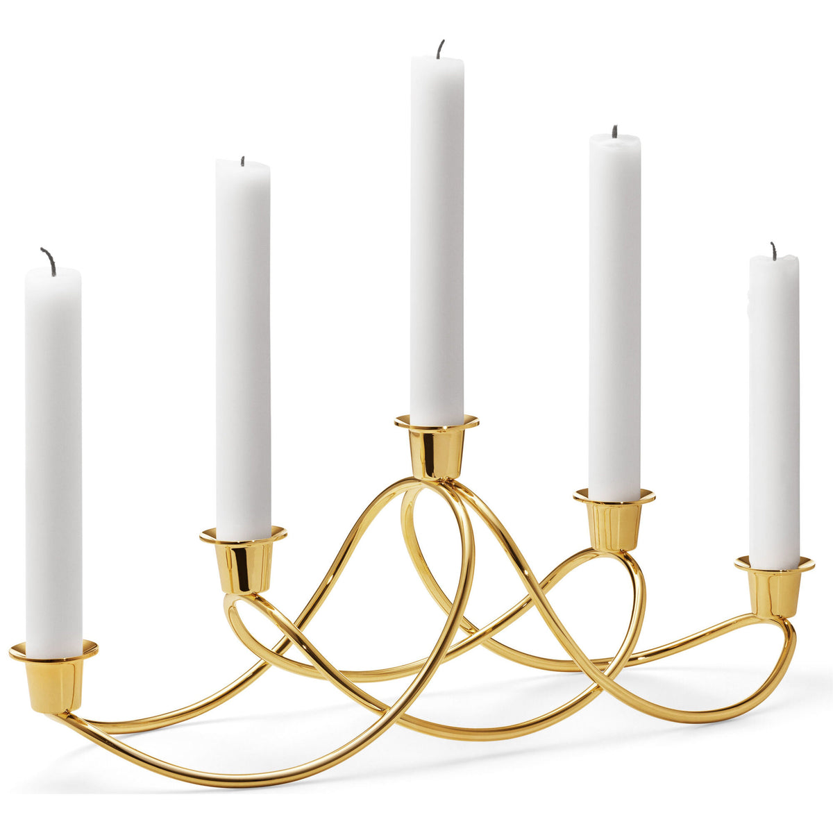 Guldfarvet Harmony lysestage fra Georg Jensen