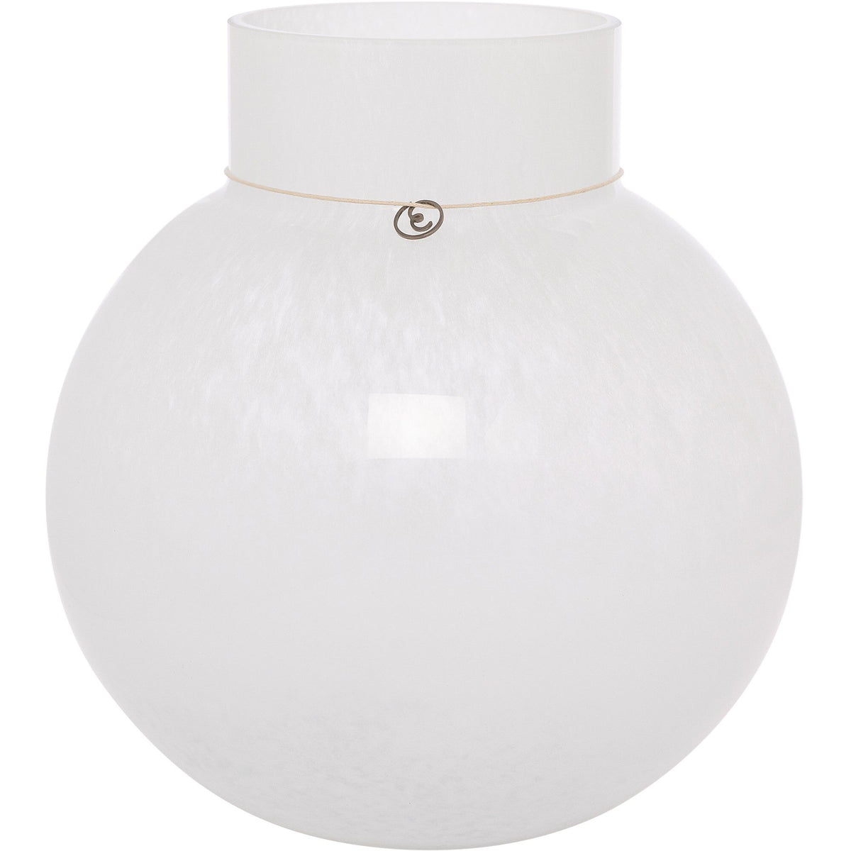 Ernst rund glasvase i hvid farvet glas, 25 cm høj og 24 cm i diameter