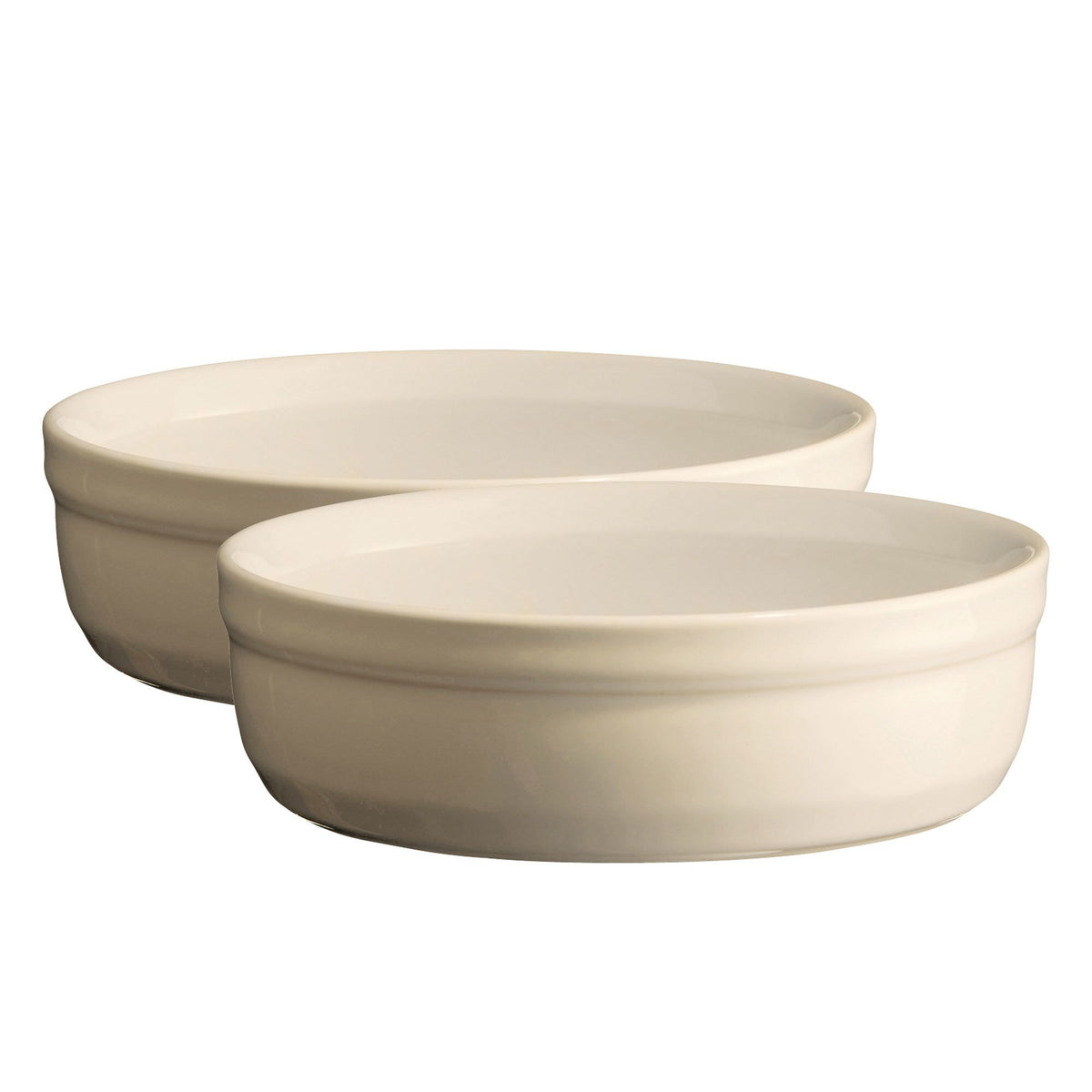 To Emile Henry crème brûlée forme i farven cream, fremstillet af HR-keramik