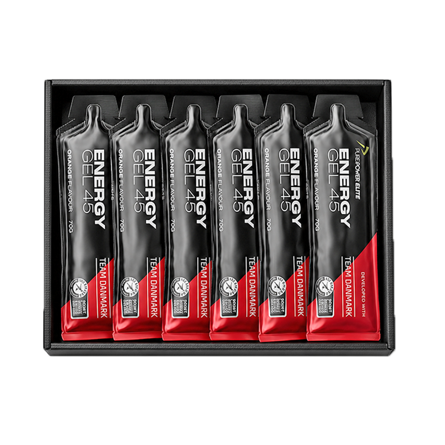Kasse med 12 PurePower Elite Energy Gel 45 med appelsinsmag à 70 g