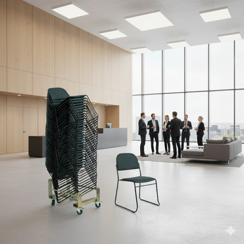 30 Trend Økonomi stabelstol i sort/sort inkl. stolevogn