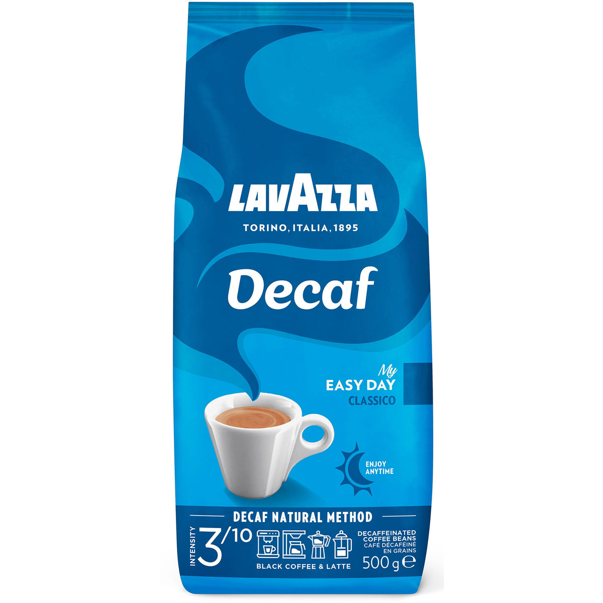 Lavazza Decaf Classico My Easy Day koffeinfri kaffebønner i pose på 500 gram