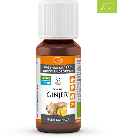 Flaske med Ginjer økologiske ingefærdråber Forte, 20 ml