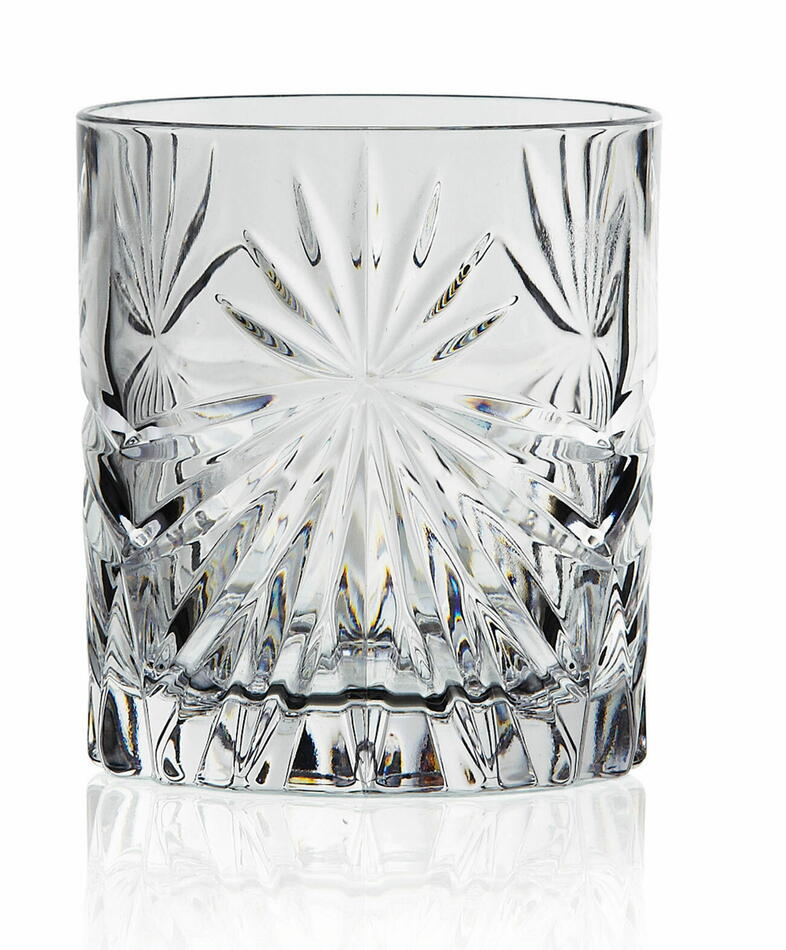 Sæt med seks RCR Oasis tumblerglas i klart krystalglas med solmønster