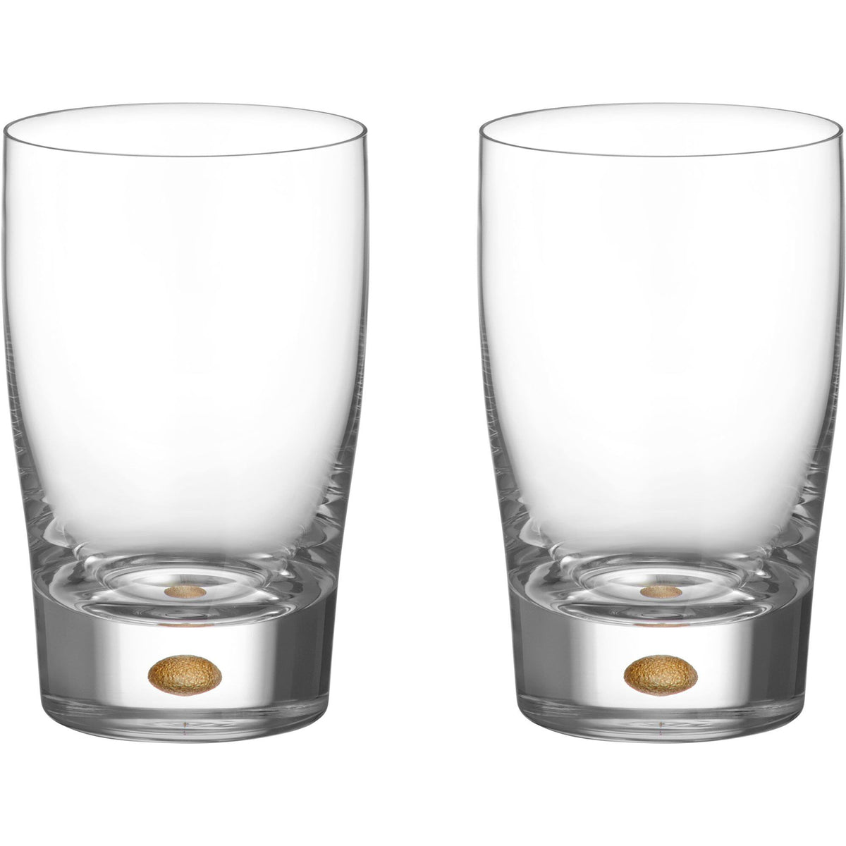 To Orrefors Intermezzo tumblerglas på 25 cl i mundblæst glas, guld