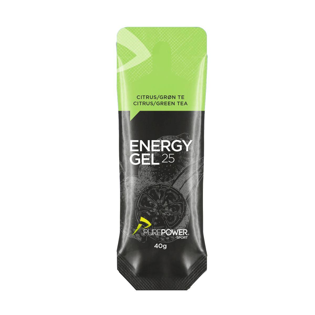PurePower Energy Gel 25 med smag af citrus og grøn te, 40 g