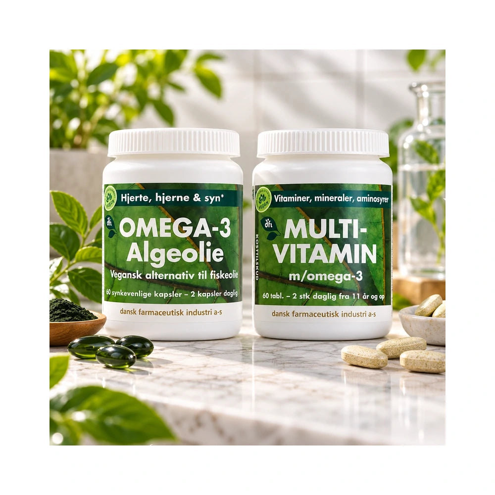 Grønne Vitaminer Vegansk Basis Duo med multivitamin og omega-3 algeolie