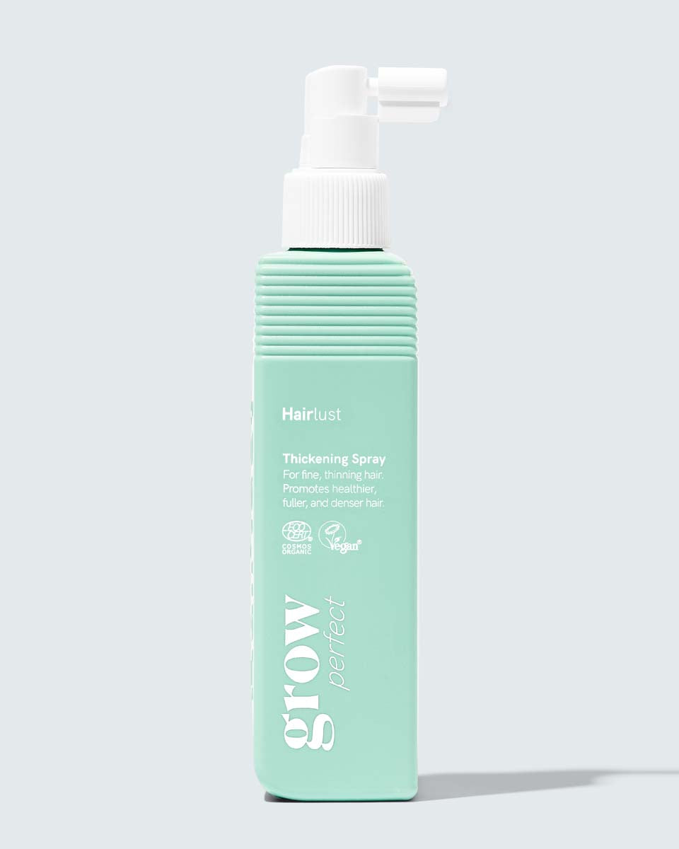 Hairlust Grow Perfect Thickening Spray i sprayflaske til fint hår