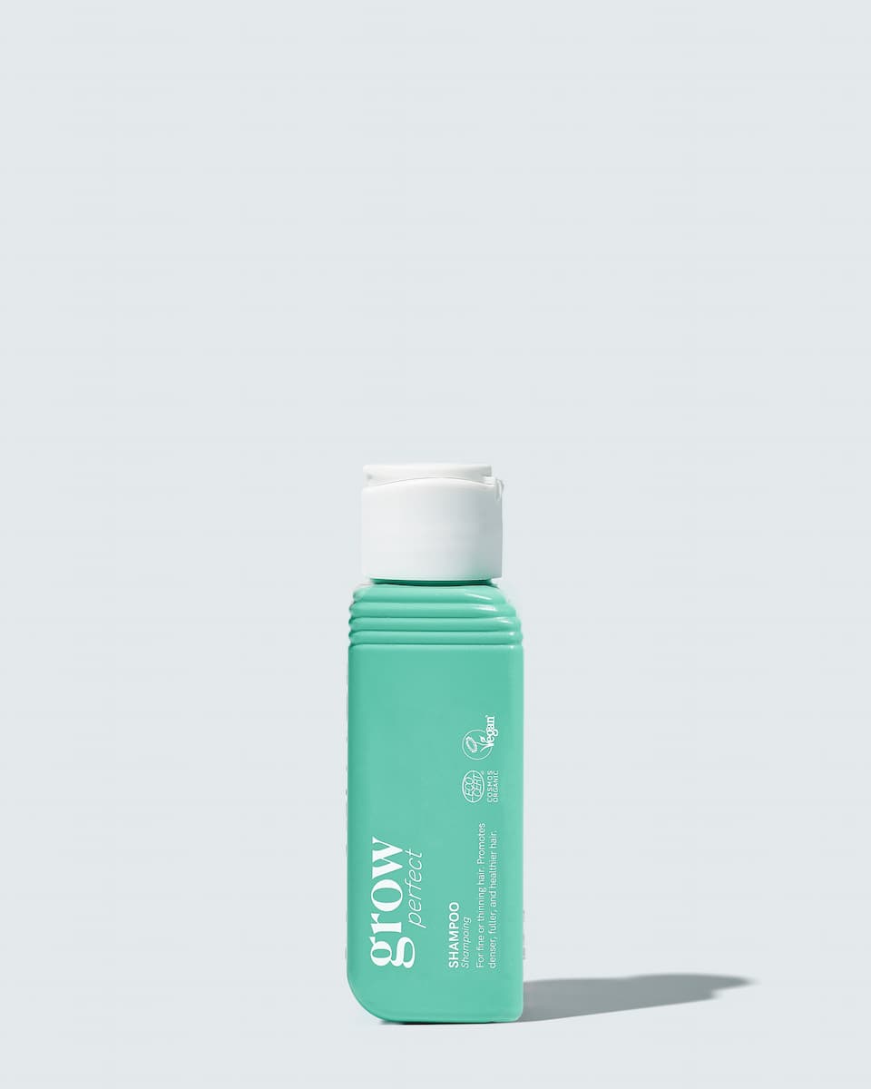 Lille flaske Hairlust Grow Perfect shampoo i 75 ml