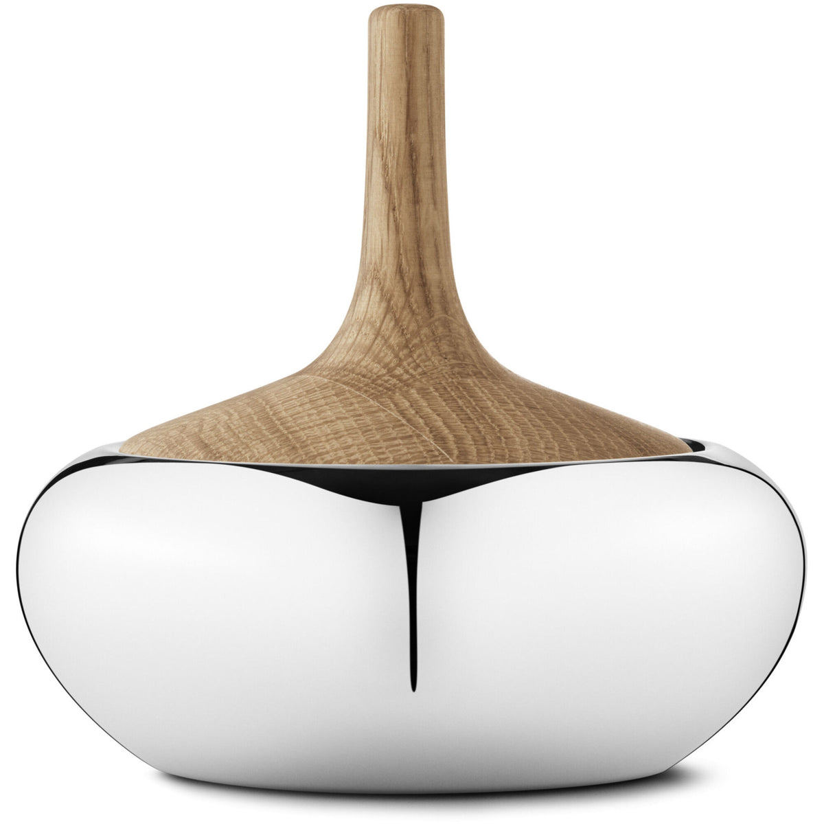 Georg Jensen HK Bonbonniere Onion i blankpoleret rustfrit stål og egetræ