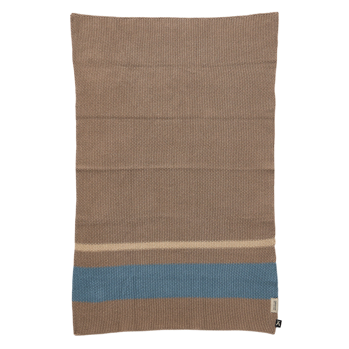 Andersen køkkenhåndklæde i beige og blå nuancer, 50 x 80 cm, strikket i økologisk bomuld
