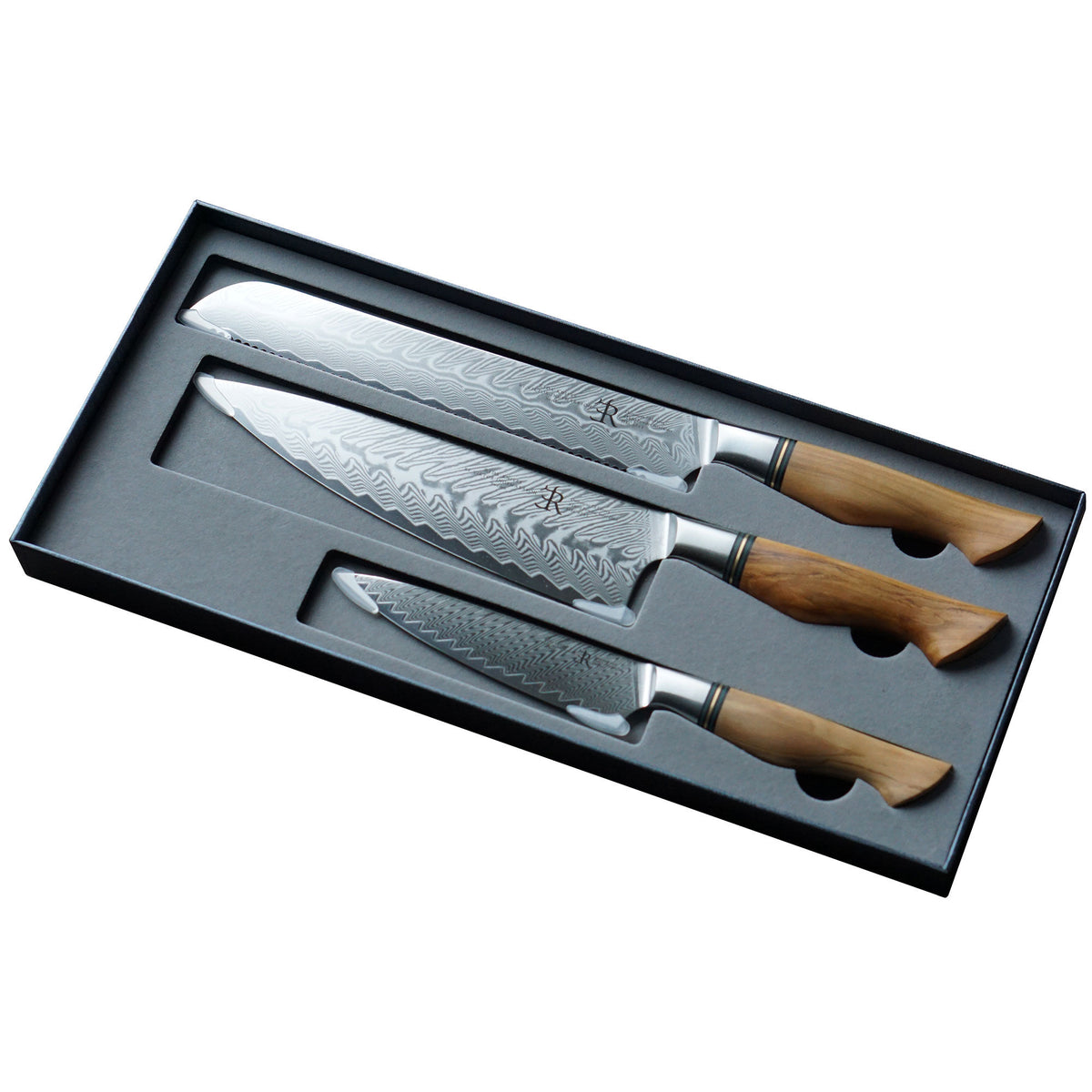 Ryda Knives ST650 Luxury knivsæt med brødkniv, kokkekniv og universalkniv