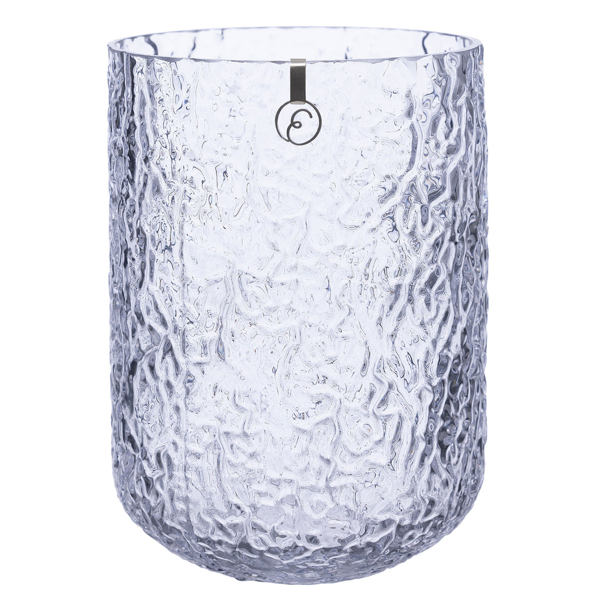 Ernst glasvase i mønstret glas, 18 cm, med lige form og afrundet bund