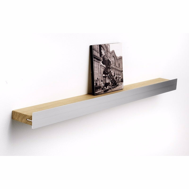 Gallerihylde i eg med aluminiumskant, 68 cm bred, fra Hoigaard