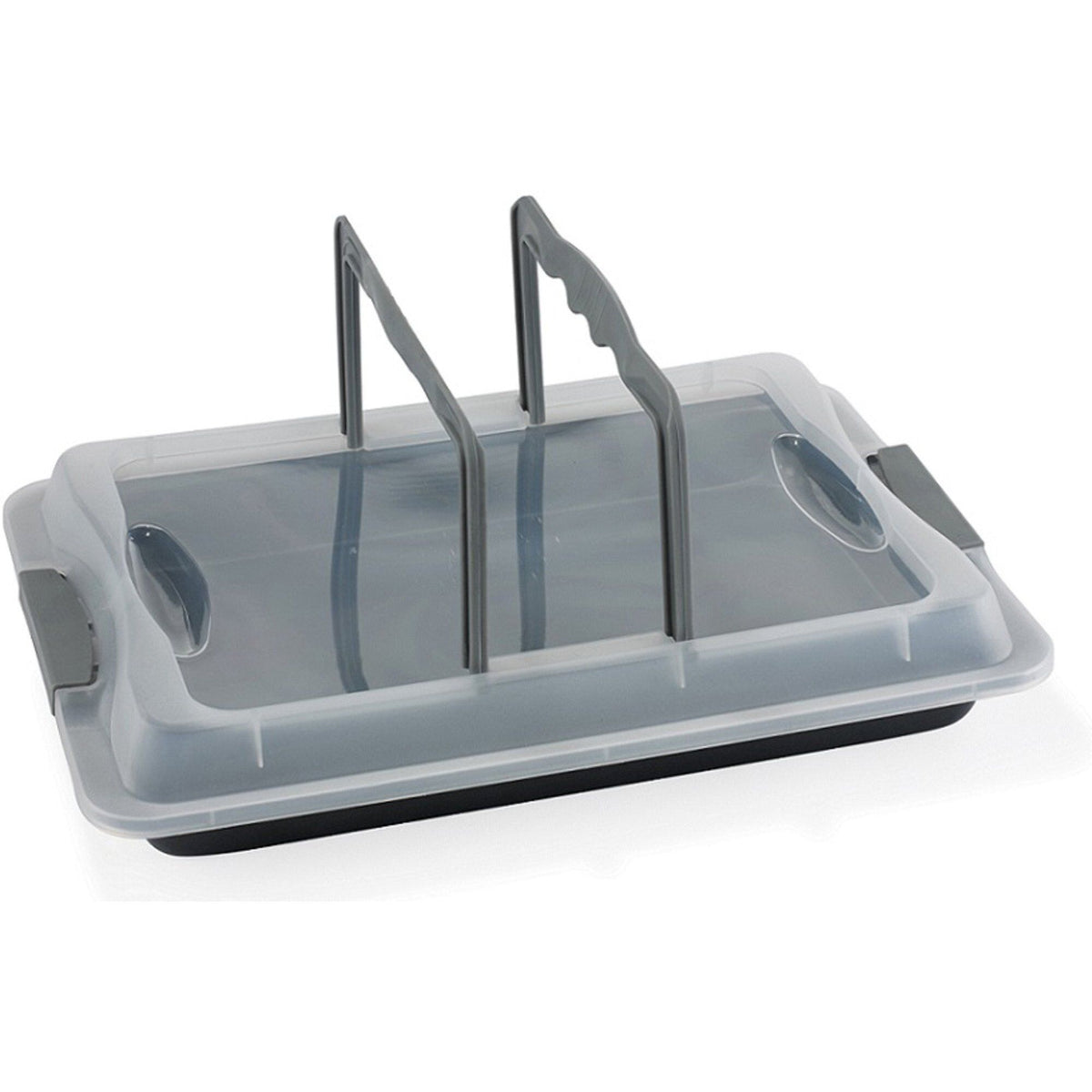 Bradepande med plastlåg og håndtag, 42 x 29 cm, non-stick