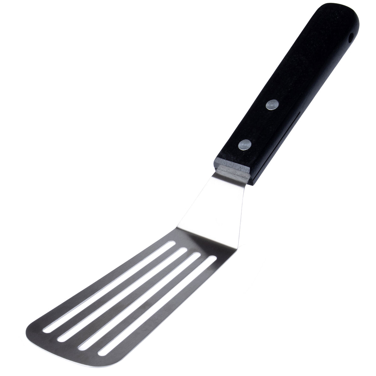 Perforeret stegespatel flex i rustfrit stål med træhåndtag fra Essentials