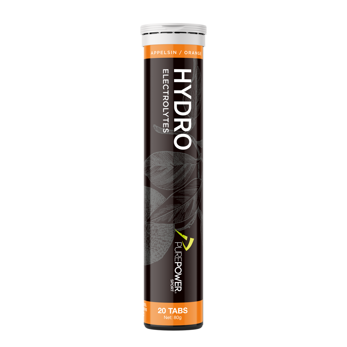 PurePower Hydro appelsin, rør med 20 tabs til sportsdrik