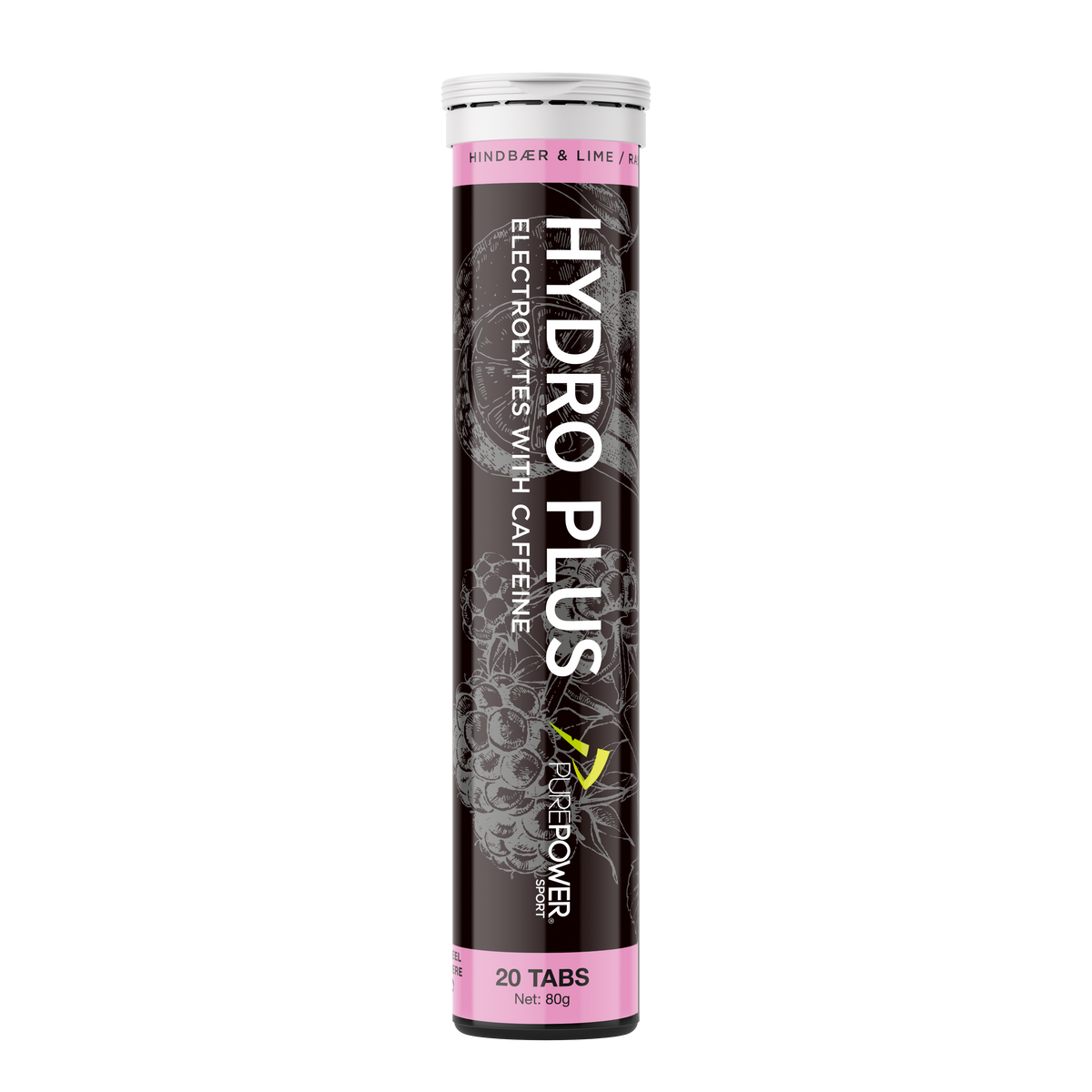 PurePower Hydro Plus brusetabletter med hindbær og lime, 20 tabletter