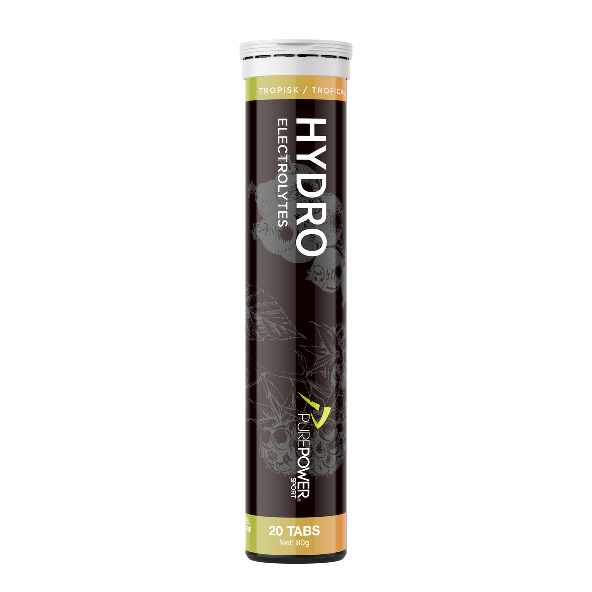 PurePower Hydro tropical, rør med 20 tabs til drik med tropisk smag