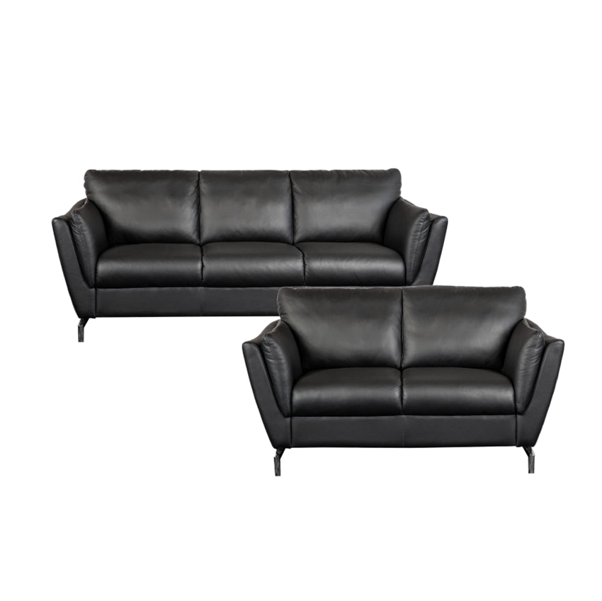 BD Mobel Santana sofasæt med 3 og 2 personers sofa i sort læder