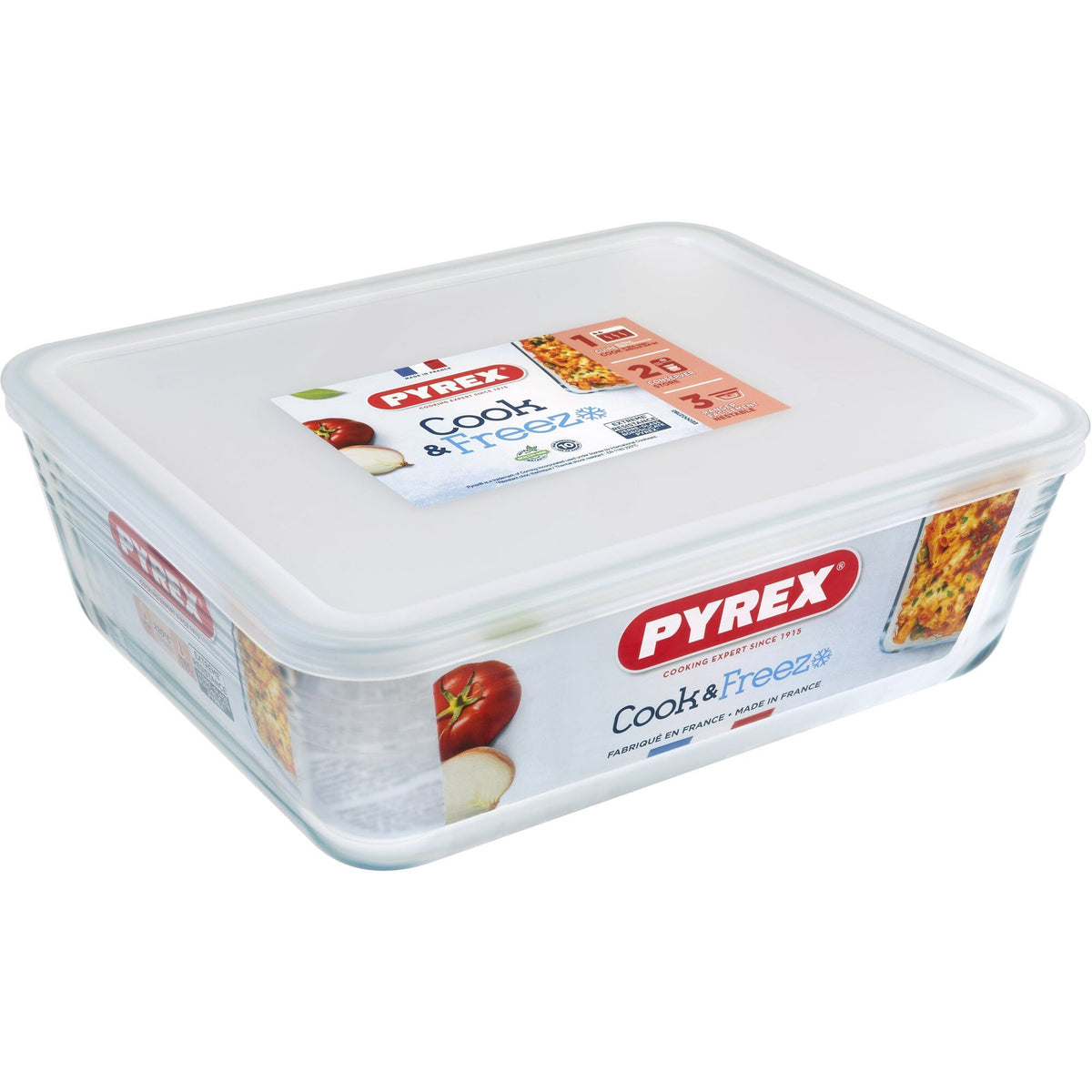 Pyrex Cook & Freeze glasform med låg, 4,2 liter