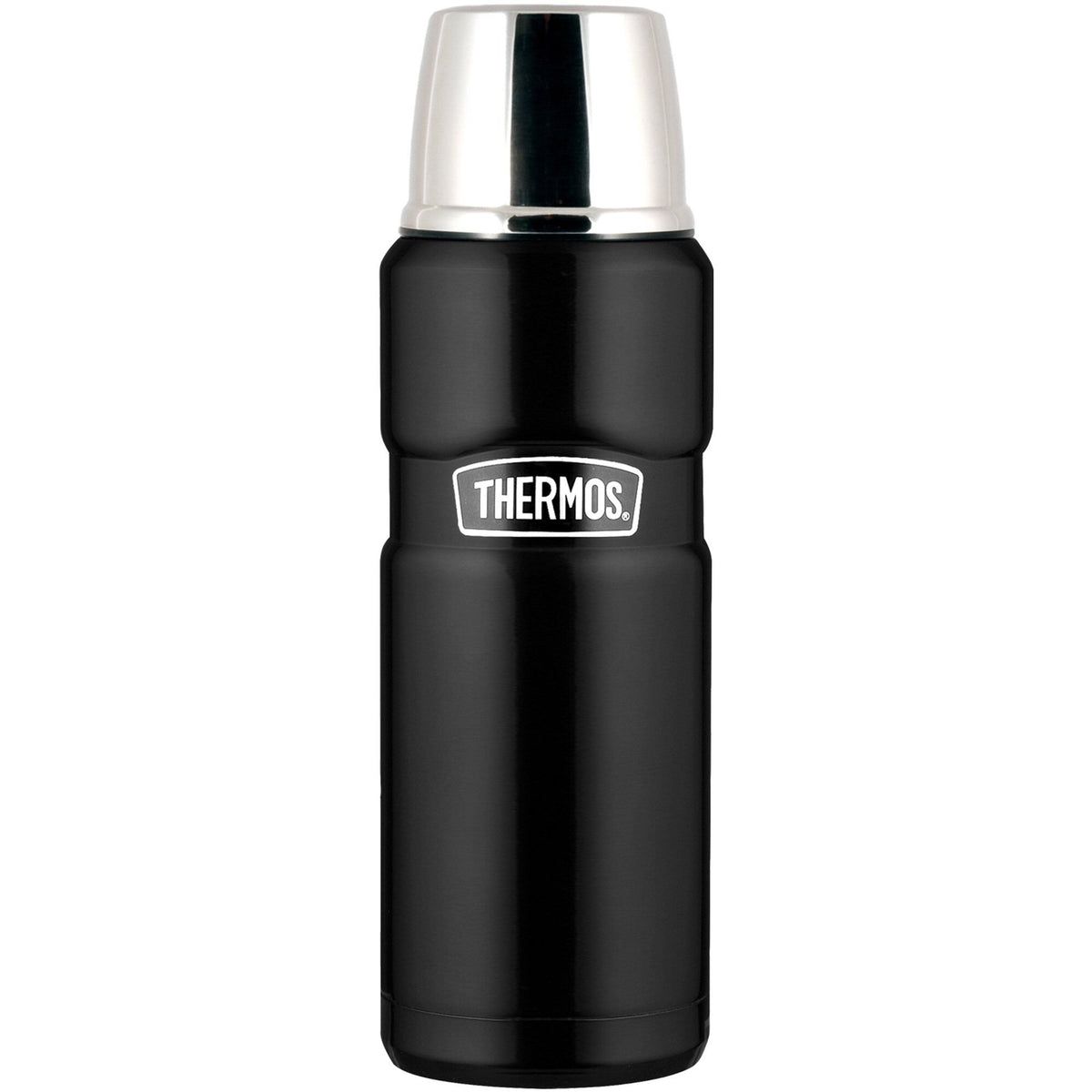 Mat sort Thermos King termokande på 1,2 liter i rustfrit stål med skruelåg