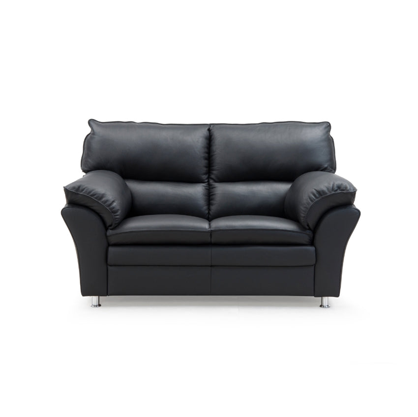 Sort Palma 2-personers sofa i semi/spalt læder med stålben, 160 x 97 cm