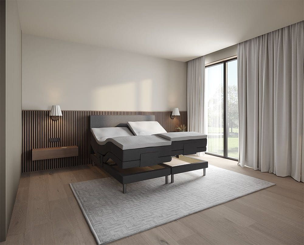 Skanderborg elevationsseng i mørkegrå, 160 x 200 cm, fra Sengesnedkeren