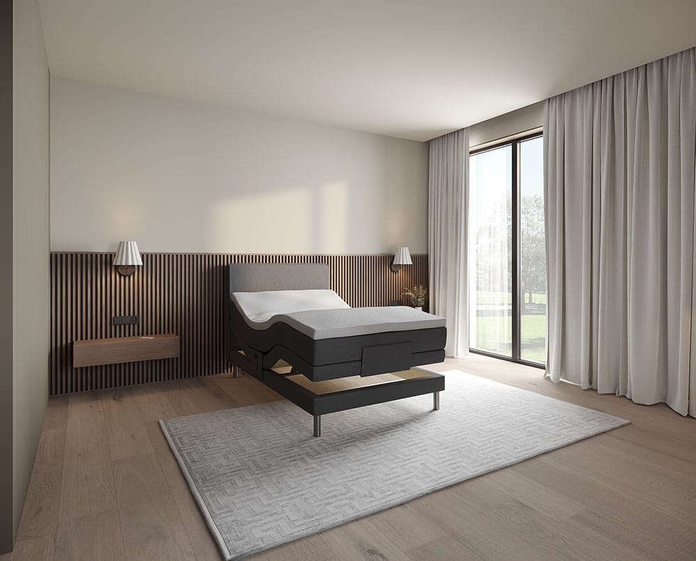 Skanderborg elevationsseng i mørkegrå, 120 x 200 cm, fra Sengesnedkeren