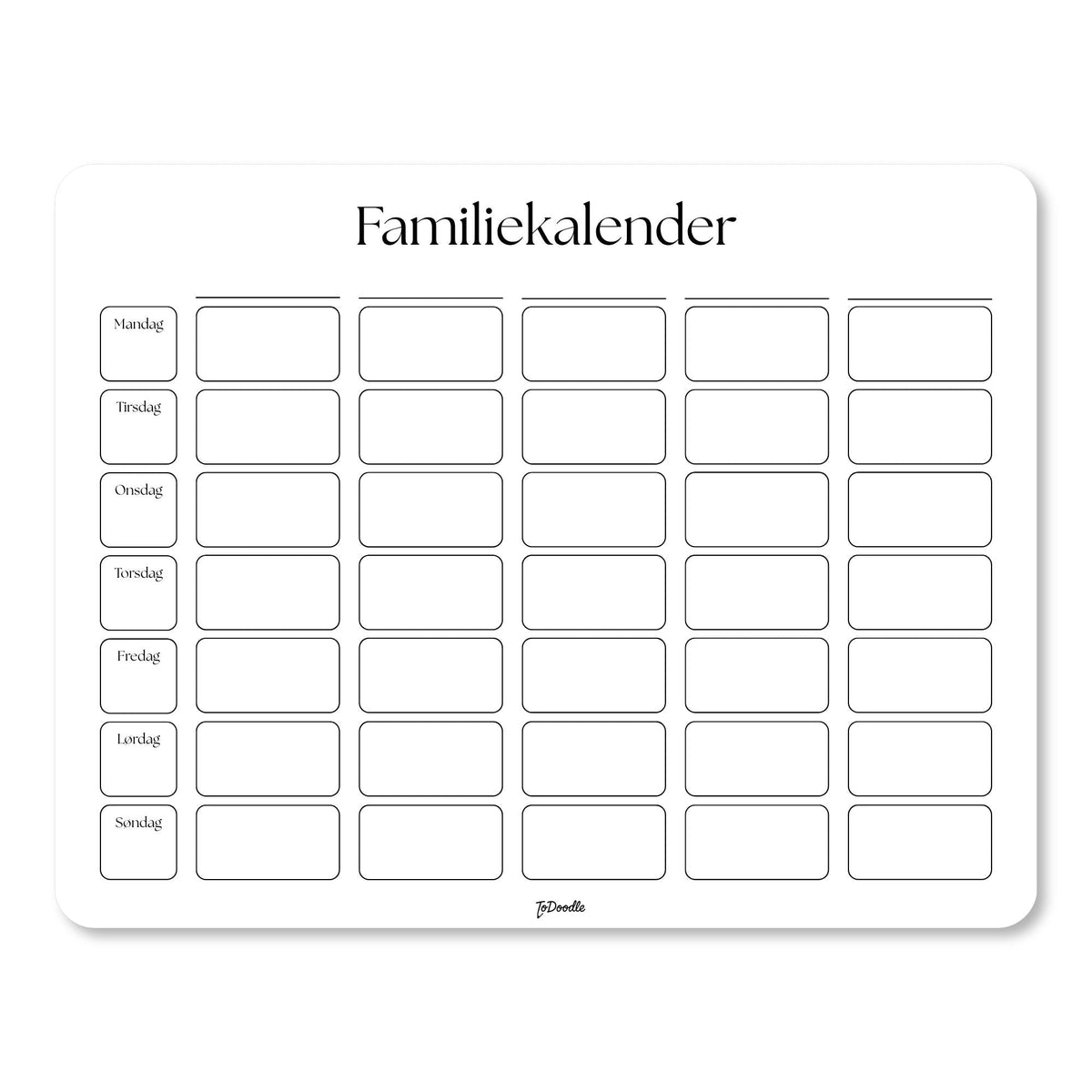 Hvid ToDoodle Familiekalender med stor skrivetavle til familiens aftaler