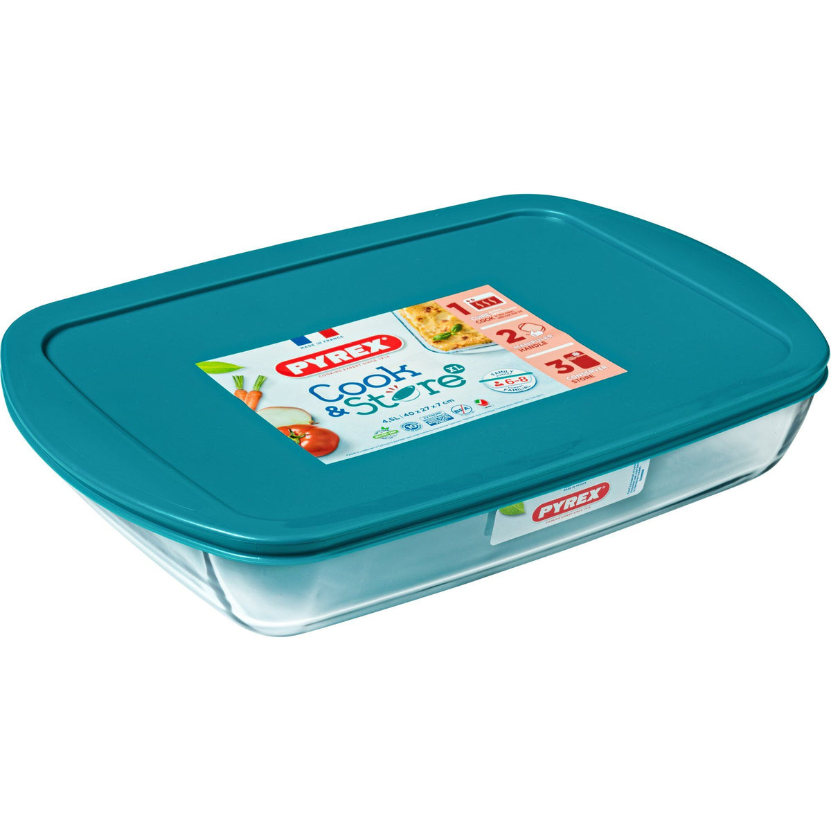 Pyrex Cook & Store glasform med låg, 4,6 liter