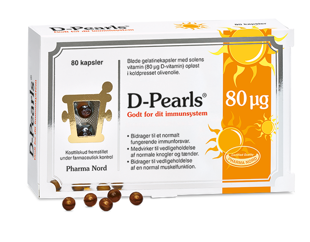 Pharma Nord D-Pearls 80 µg, pakning med 80 bløde kapsler