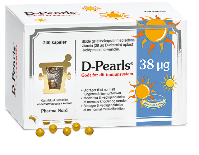 Pharma Nord D-Pearls 38 µg, stor pakning med 240 kapsler