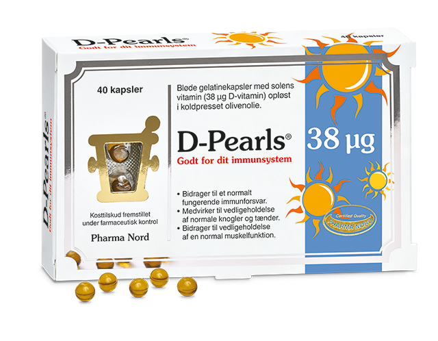 Pharma Nord D-Pearls 38 µg, pakning med 40 bløde kapsler
